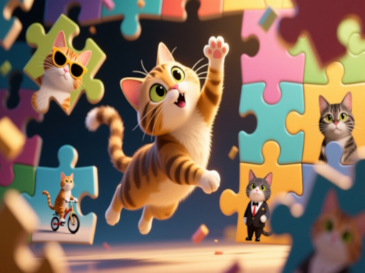 Spēle Funny Puzzle: Cats — bezmaksas online spēle