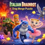 Spēle Italian Brainrot Drag Merge Puzzle — bezmaksas online spēle