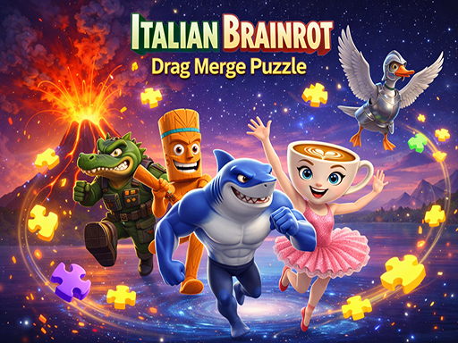 Spēle Italian Brainrot Drag Merge Puzzle — bezmaksas online spēle
