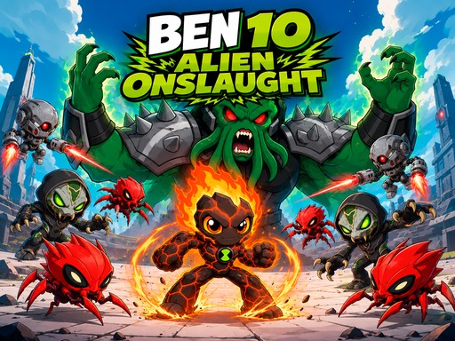 Spēle Ben 10 Alien Onslaught — bezmaksas online spēle