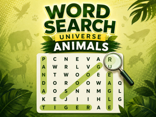 Spēle Word Search Universe Animals — bezmaksas online spēle