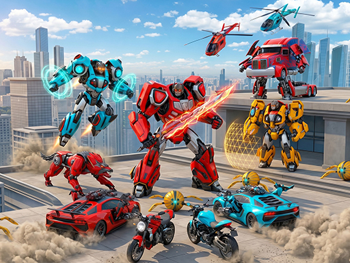 Spēle Flying Robot Transform Car Games — bezmaksas online spēle