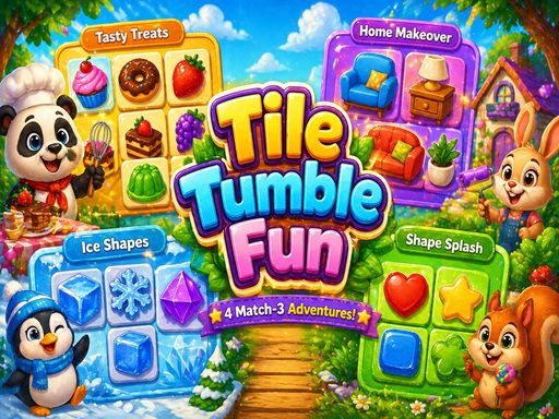 Spēle Tile Tumble Fun 4 in 1 — bezmaksas online spēle