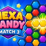 Spēle Hexa Candy Match 3 — bezmaksas online spēle